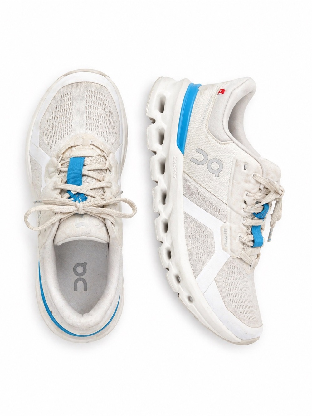 On Running Cloudnova Sneakers Ivory White Blue Mesh Lace Up Size 8